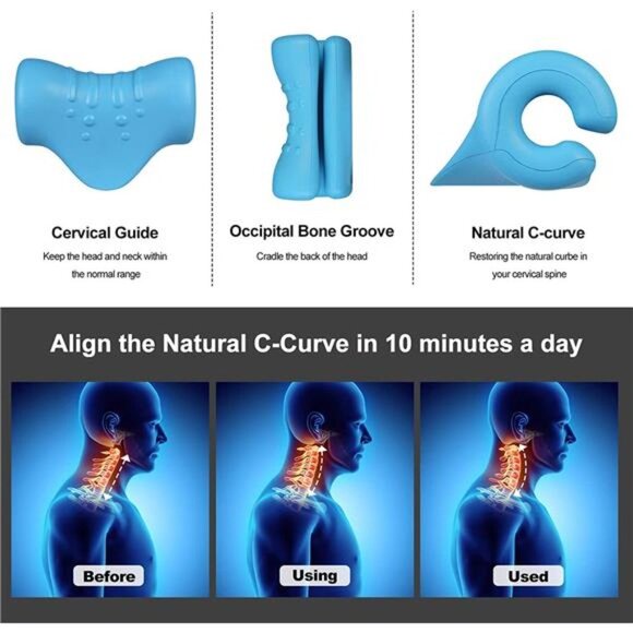 Neck and Shoulder Relaxer with Magnetic Therapy Pillowcase, Cervical Traction - Picture 4 of 7